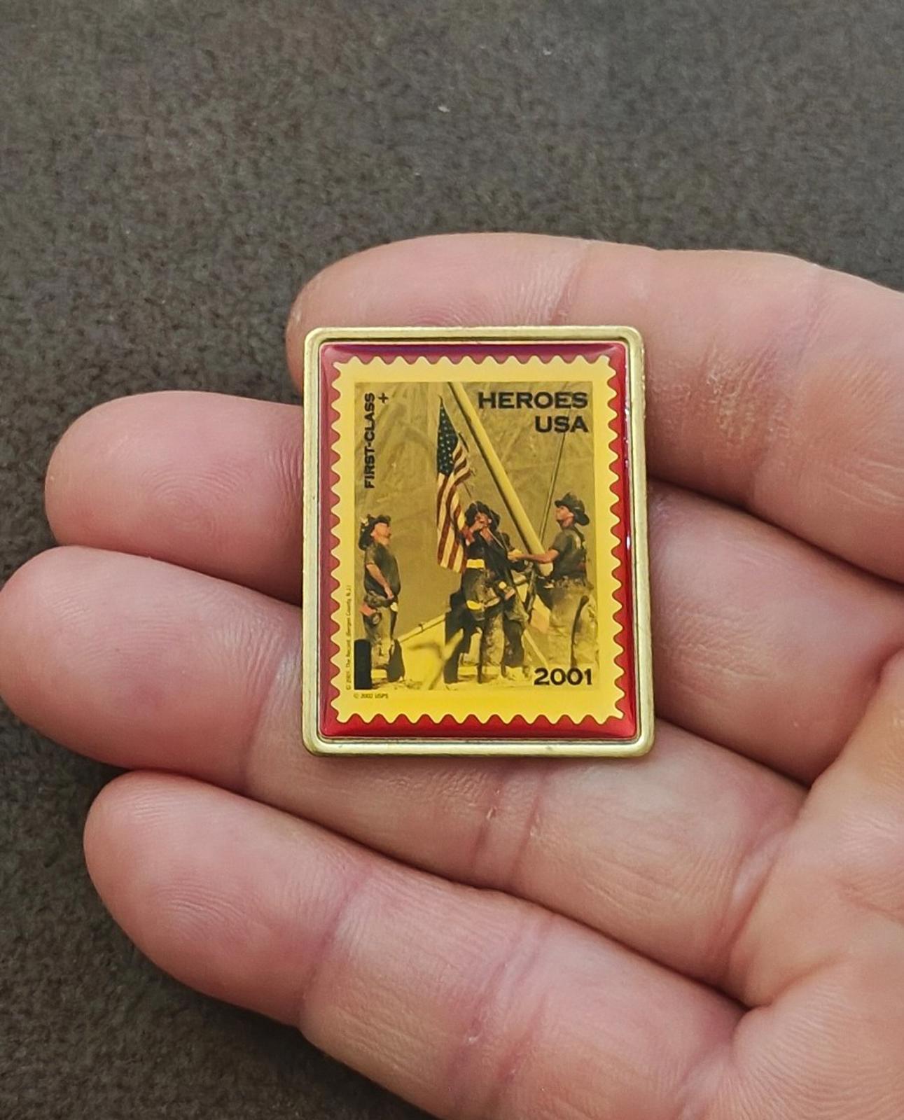 United States Postal Service "Heroes USA 2001" Commemorative Stamp Gold Tone Pin