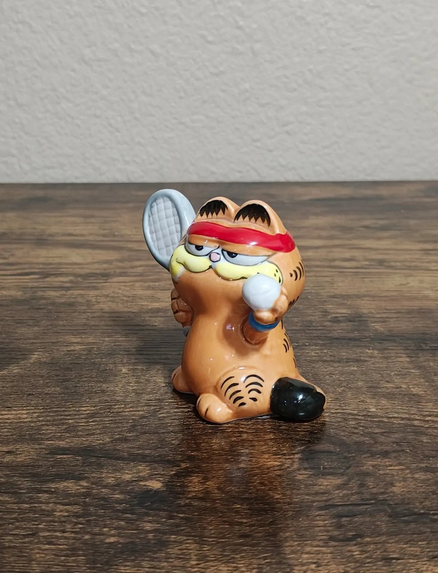 1981 Vintage Enesco Ceramic Garfield  Tennis Player Figurine