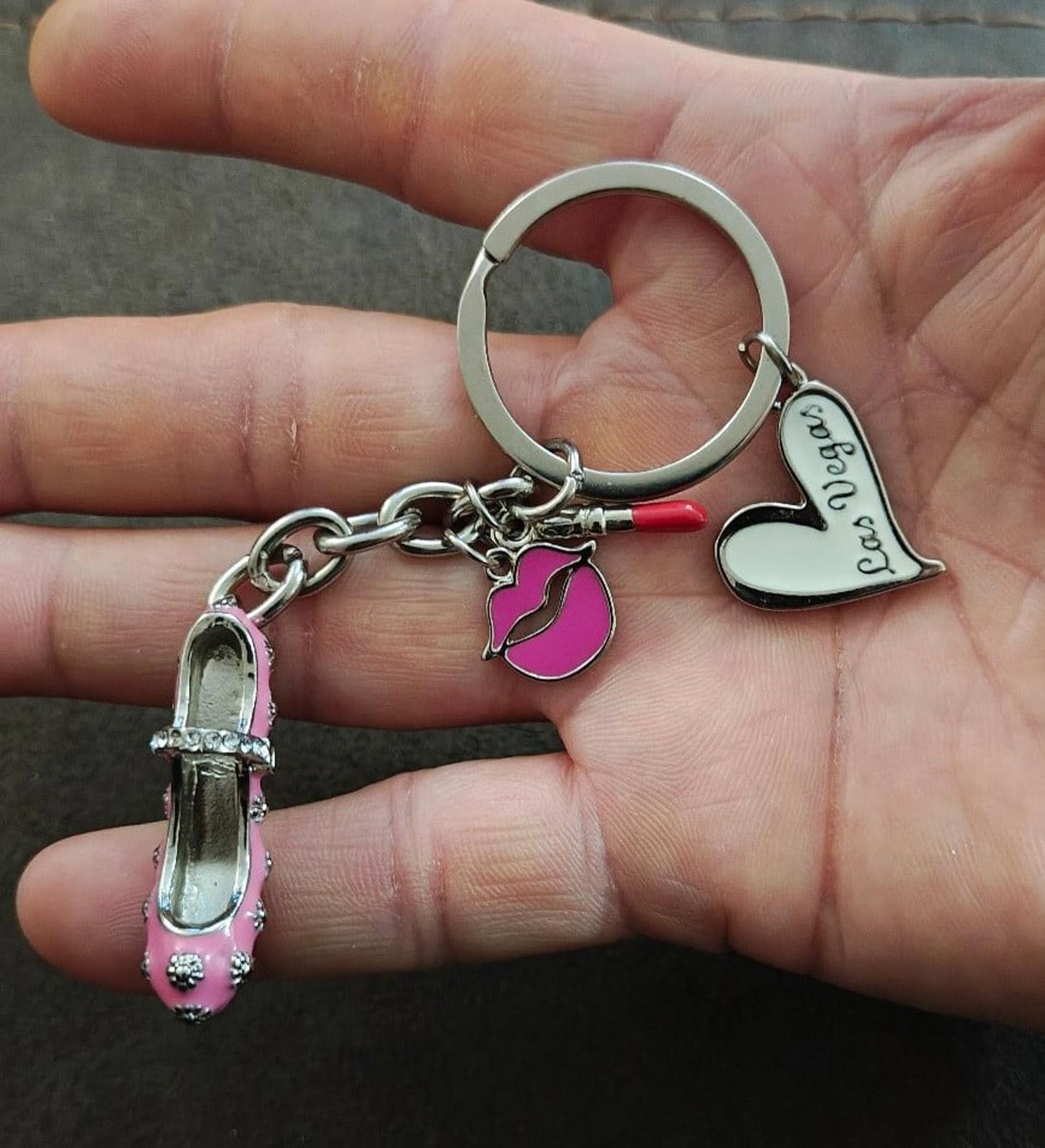 Las Vegas Girls Night Out High Heels Souvenir Dangle Charms Bling  Keychain