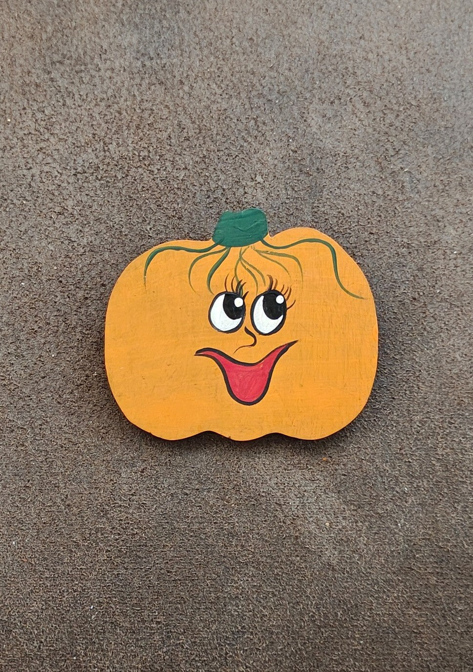 Super Cute Handmade/Handpainted Smiling Pumpkin Wooden Pin Brooch