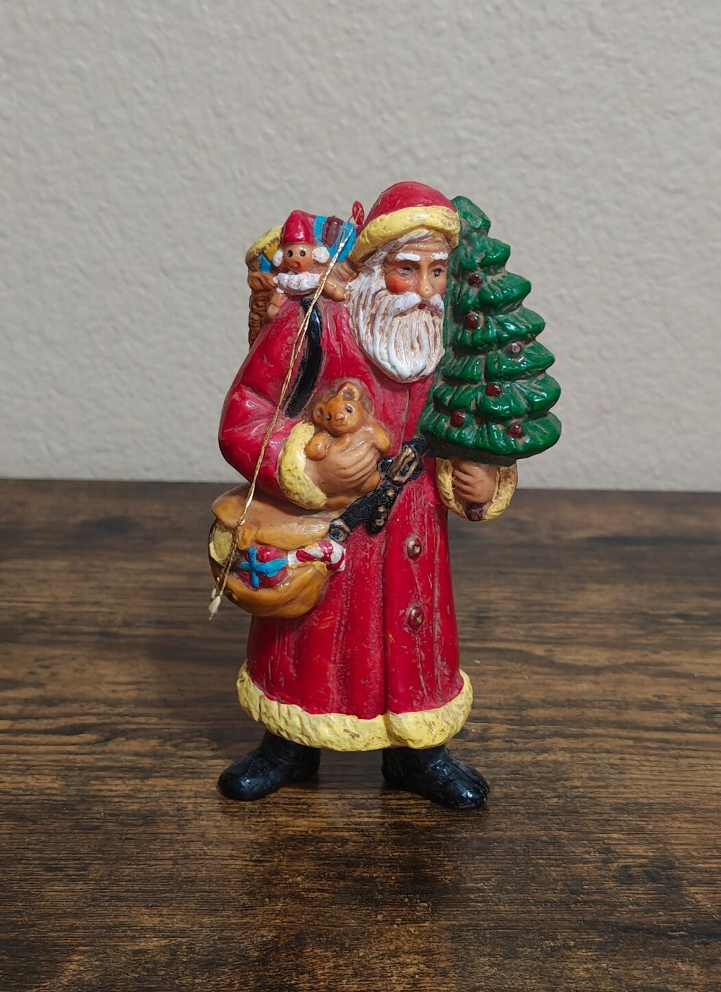 1980s Molded Plastic Santa Claus Figurine Ornament