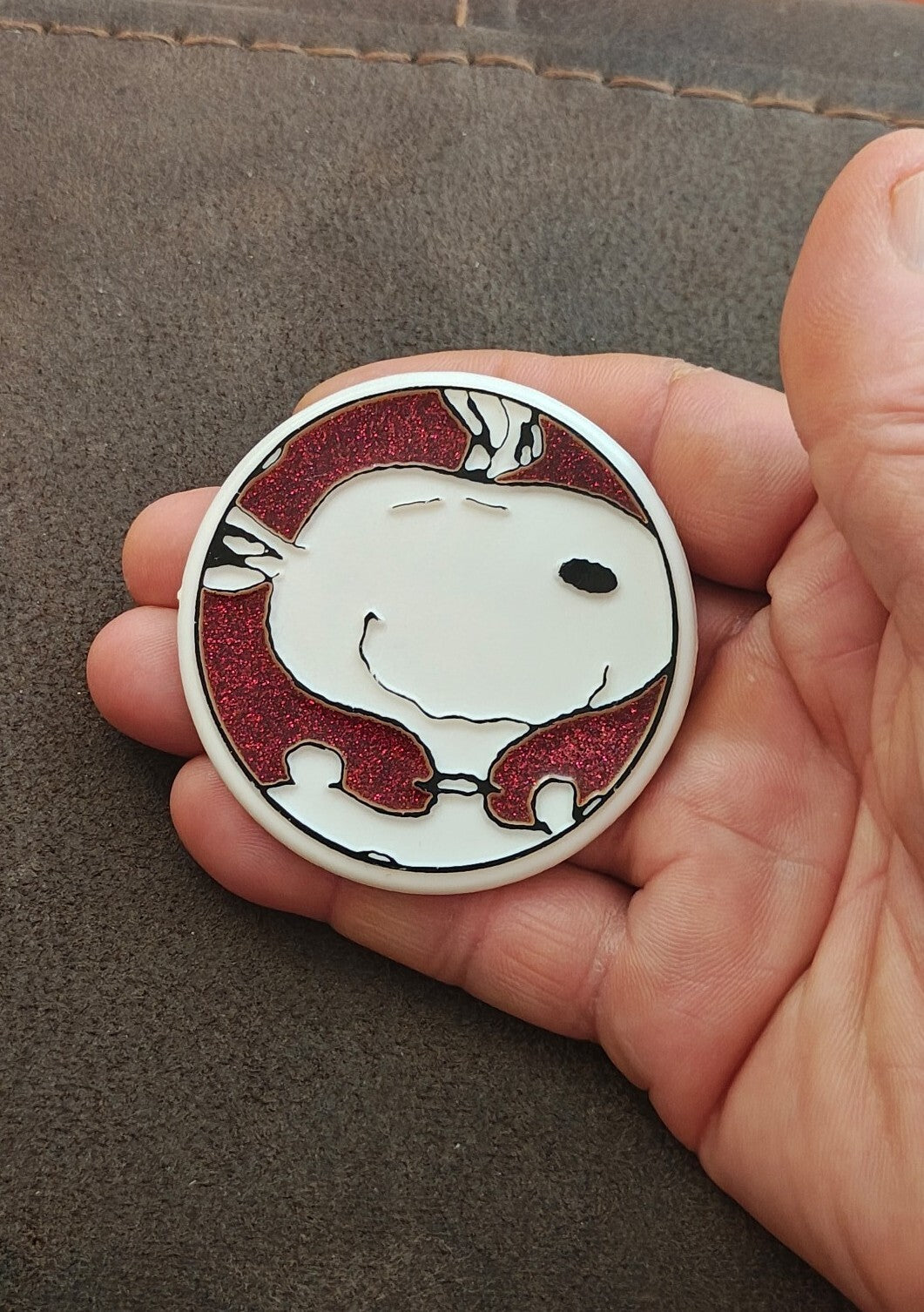 1970s Peanuts Snoopy Large Enamel Glitter Pin