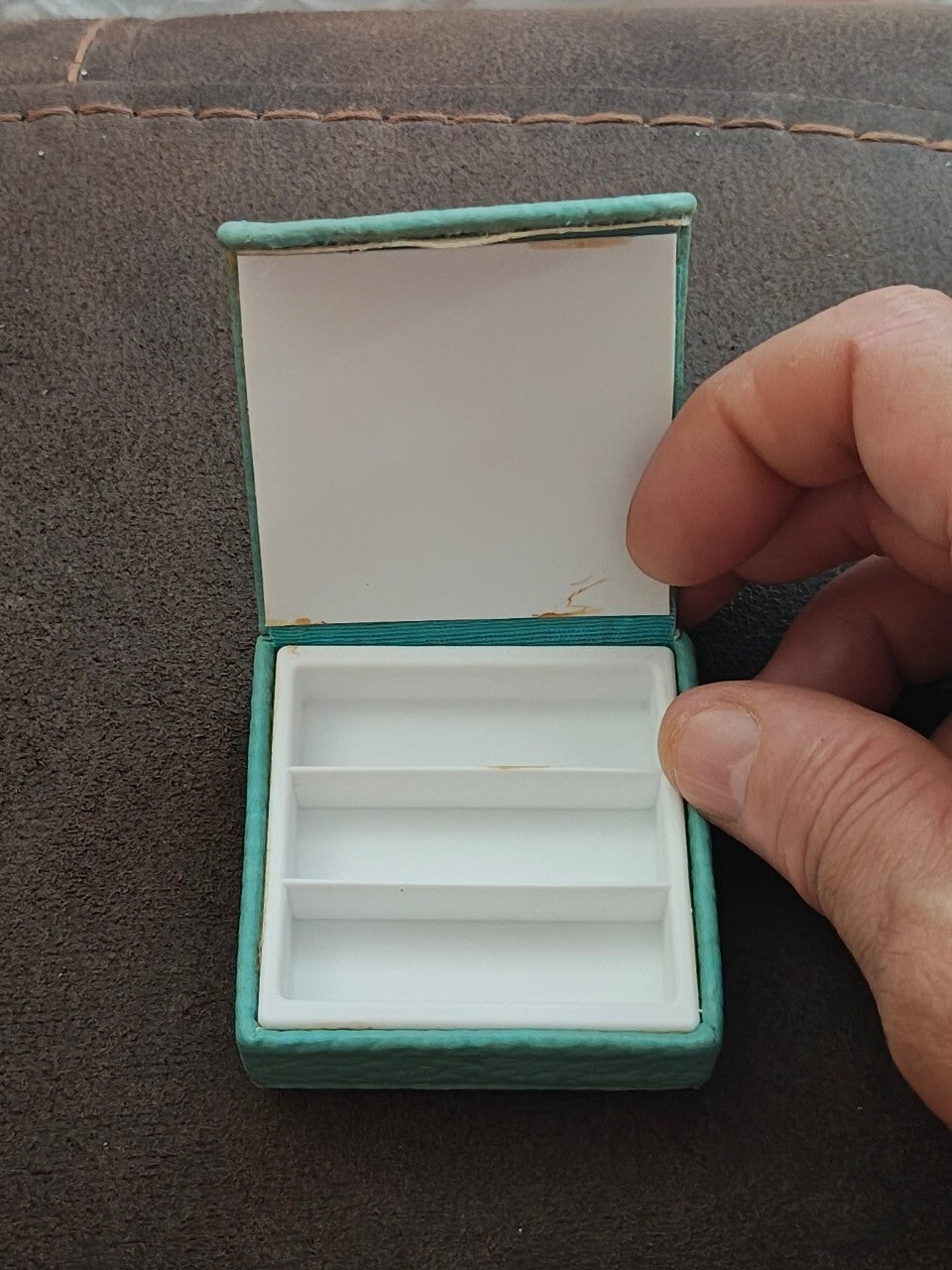 1980s Turquoise Pebbled Swirl Design Mini Trinket & Pill Box