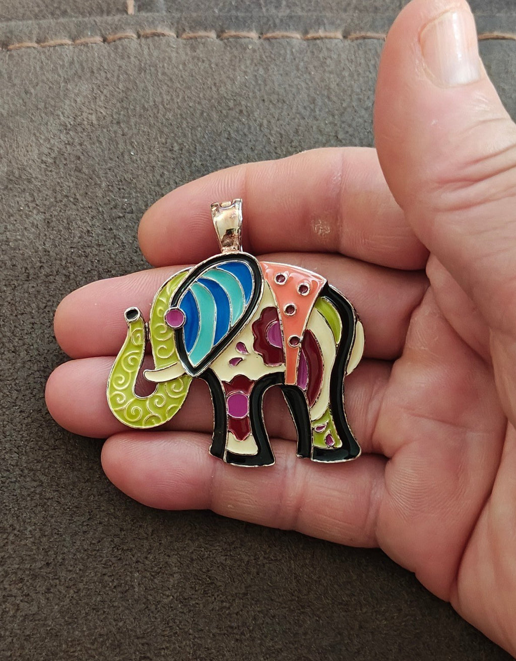 1980s/90s "Wearable Art" by  Roman Enamel Elephant Pendant