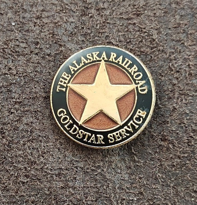 Alaska Railroad Goldstar Service Gold Tone Enamel Pin