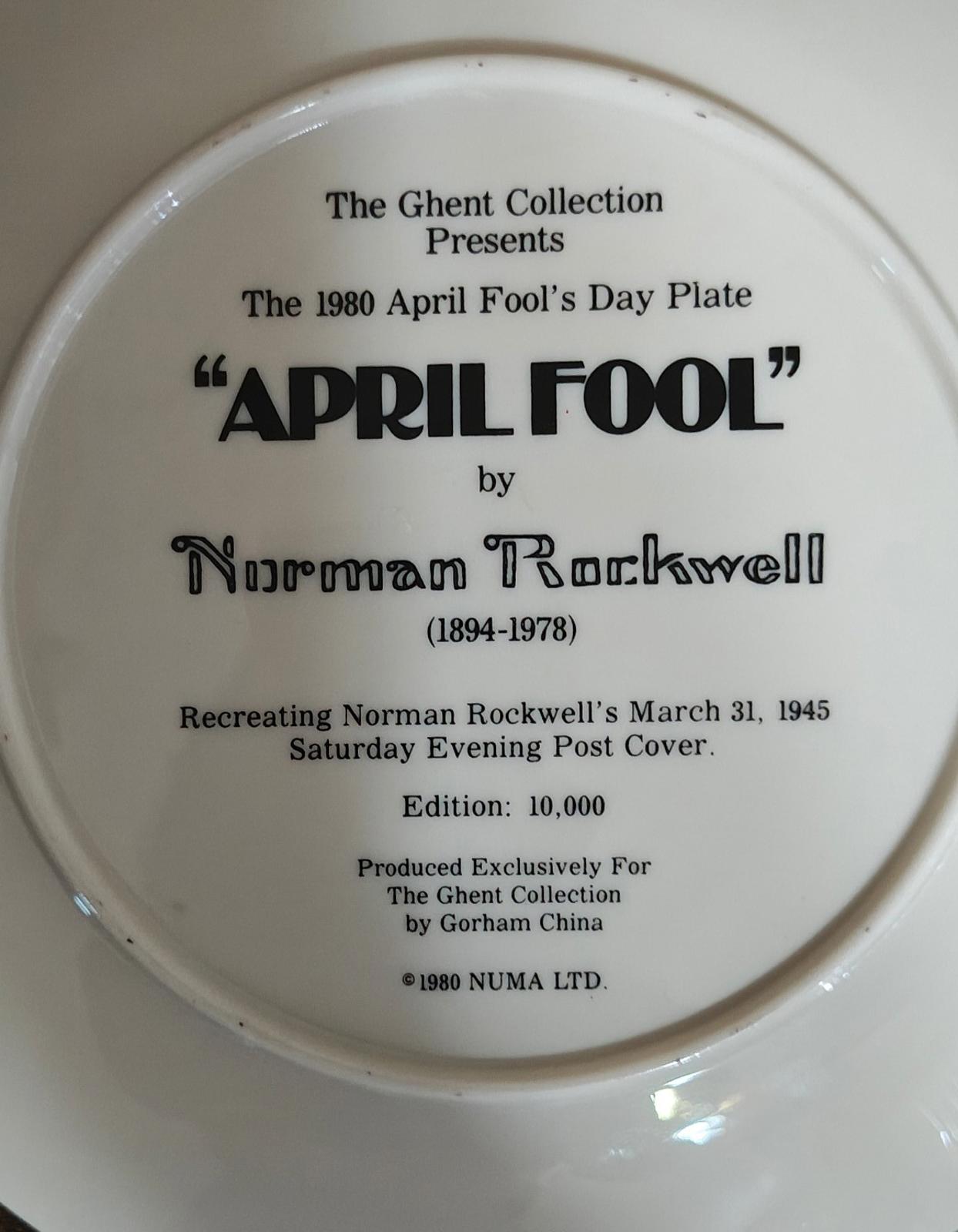 1980's The Ghent Collection Norman Rockwell "April Fool" Collectible Plate