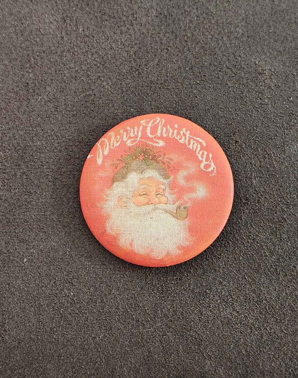 1960s Hallmark Cards Santa Canvas Litho Pin button/Pin