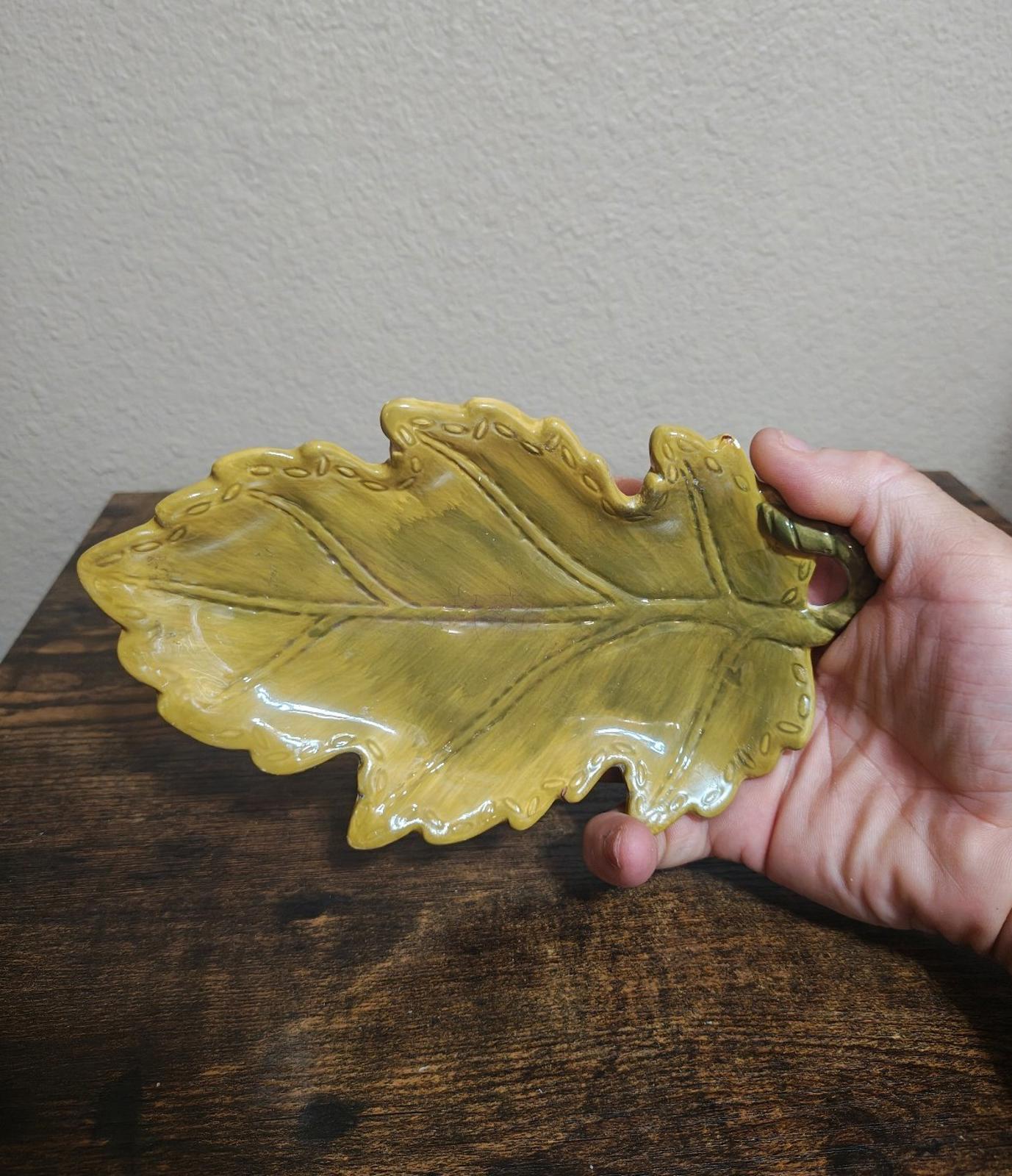 1950s/60s Glazed Ceramic Leaf Dish