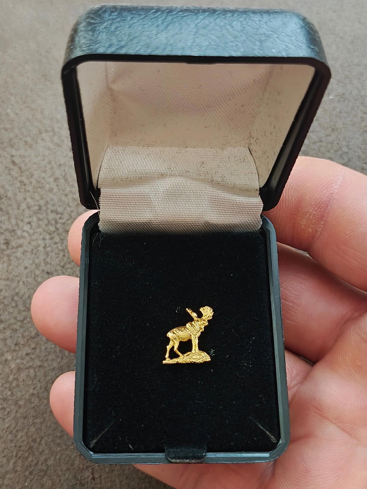 1960s Gold Tone Textured Moose Tie Tack/Lapel Pin