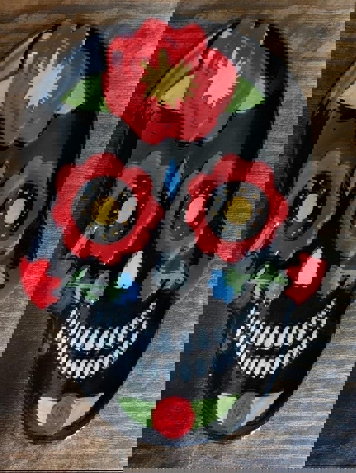 Set Of 3-3D Black Sugar Skull Skeleton Cat Day Of The Dead Trinket Plates