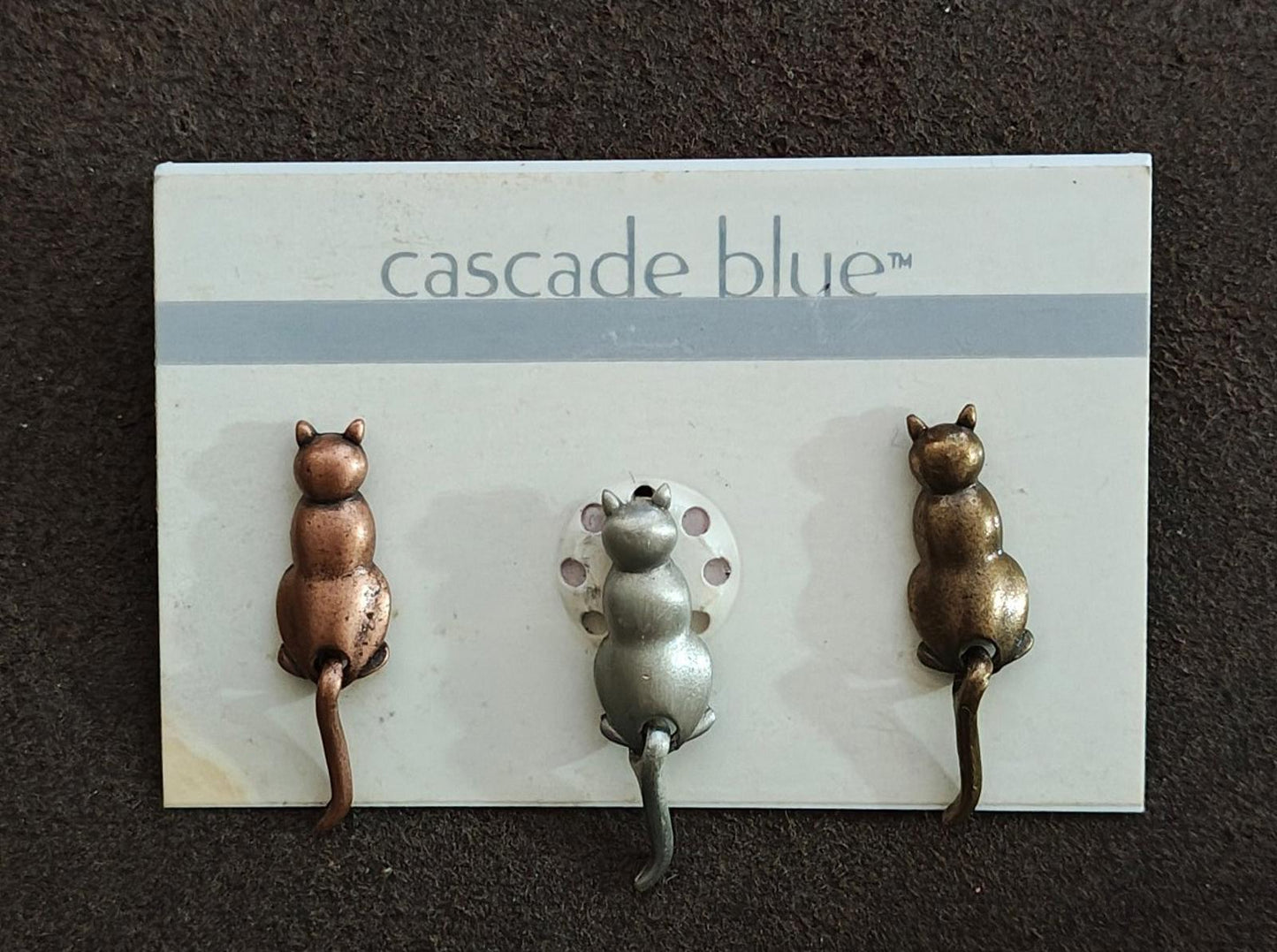 1980s Set of Three Cat Pins Signed JJ (Jonette Jewelry)