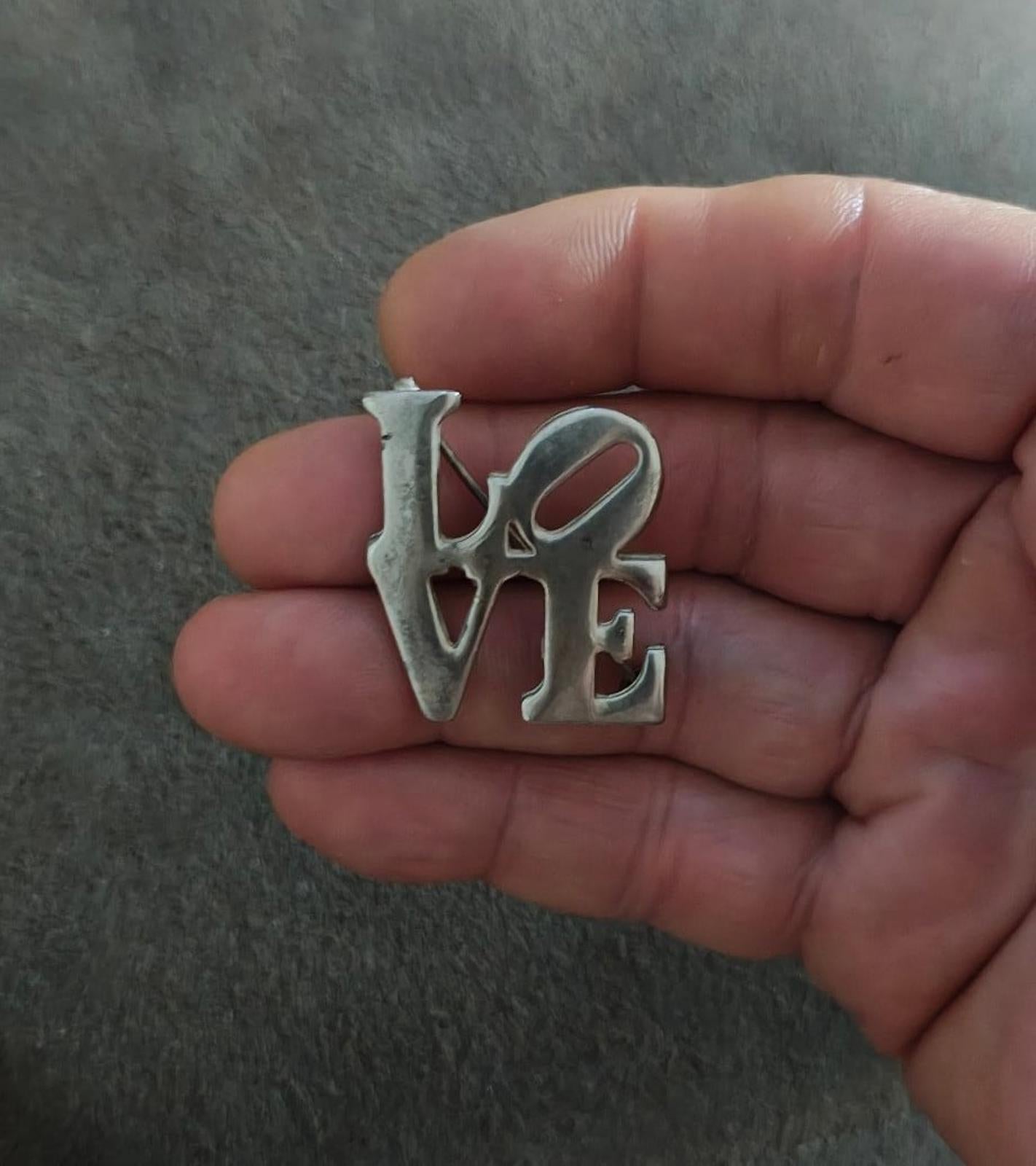 1970'ss Silver Tone Love Pin Brooch