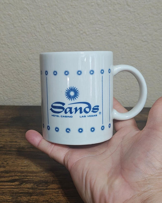 1970s/80s Sands Hotel & Casino Las Vegas  White & Blue 10 oz Ceramic Mug