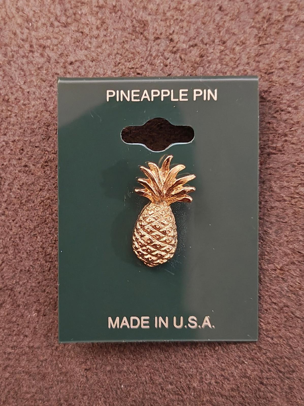 1980s Vintage Gold Tone Textured Pineapple Pin New On Card