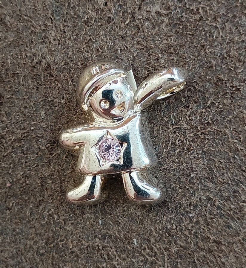 1990s Signed Best Silver Tone Schoolboy Pendant