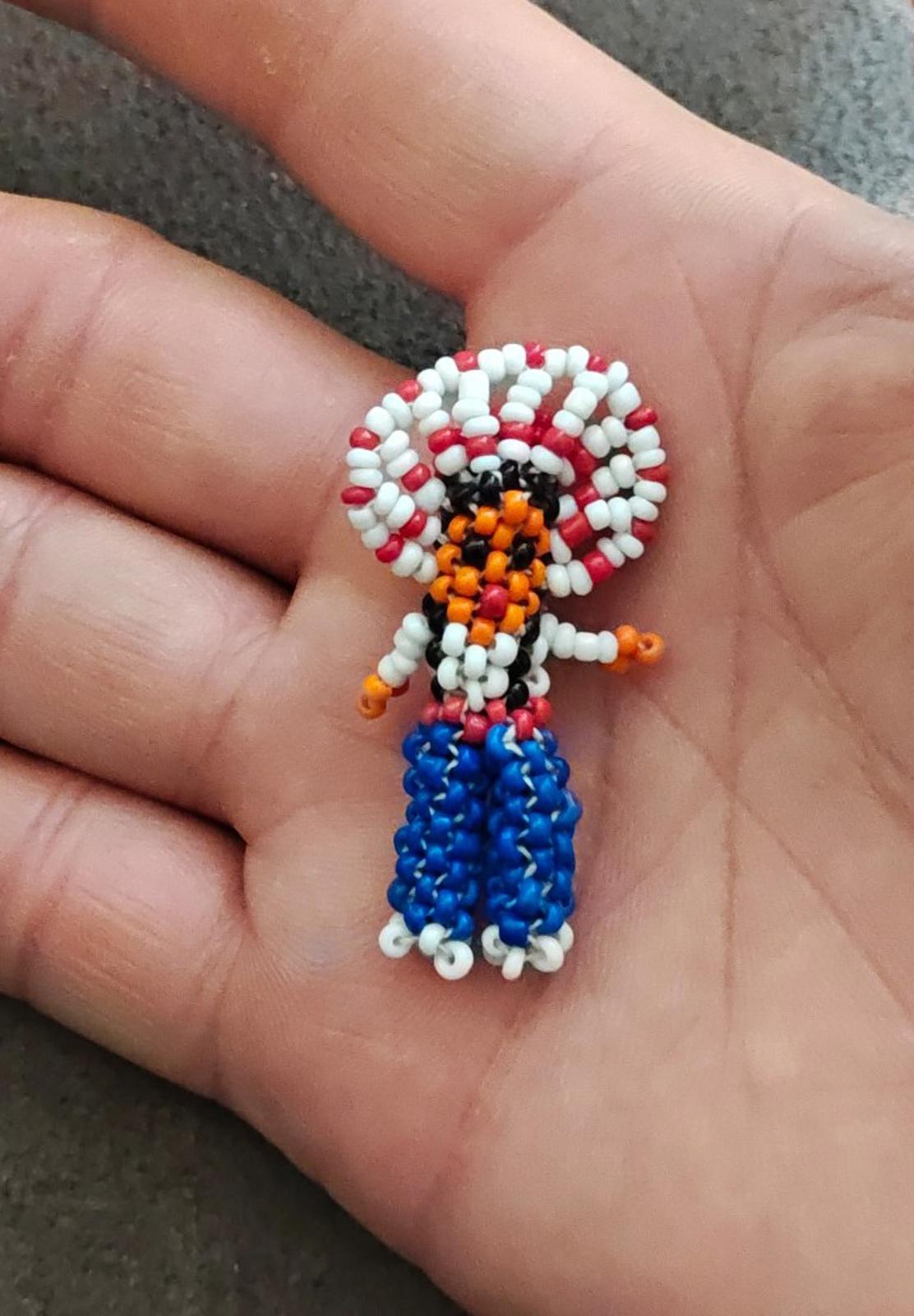 1960s/70s Handcrafted  Native American Seed Bead Figure Brooch