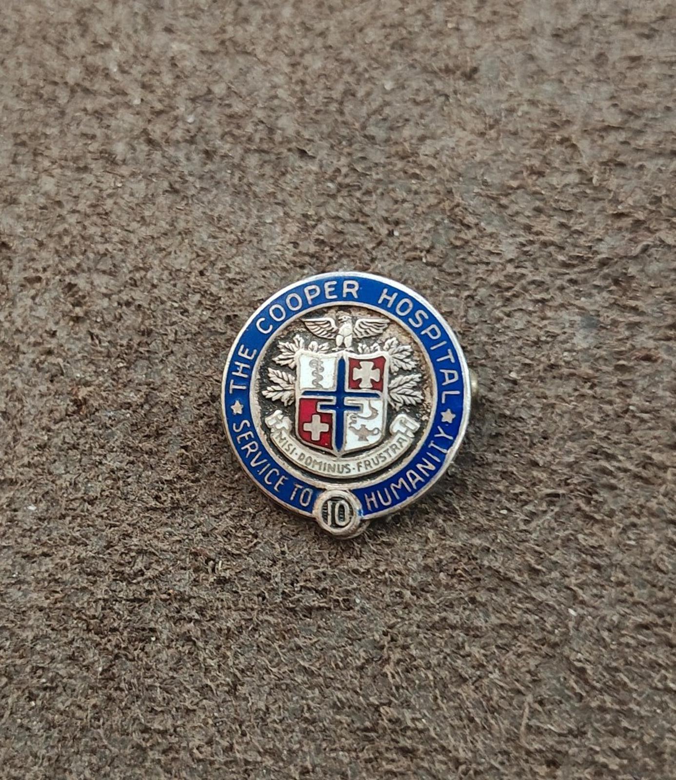 1950s/60s Silver 10-year Service Award The Cooper Hospital Camden New Jersey Pin