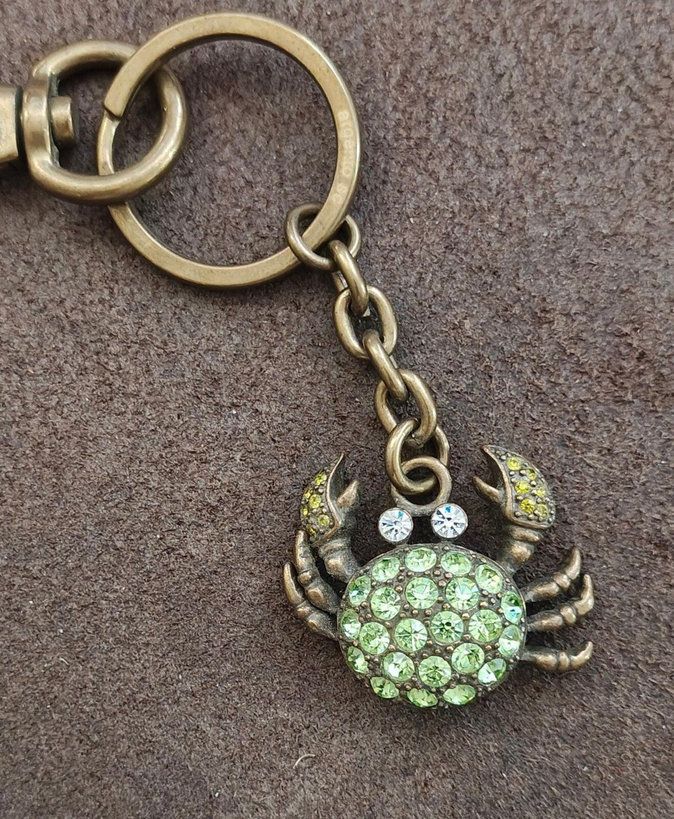 1990s Argento SC Green With Crystalized Swarovski Elements Crab Keychain