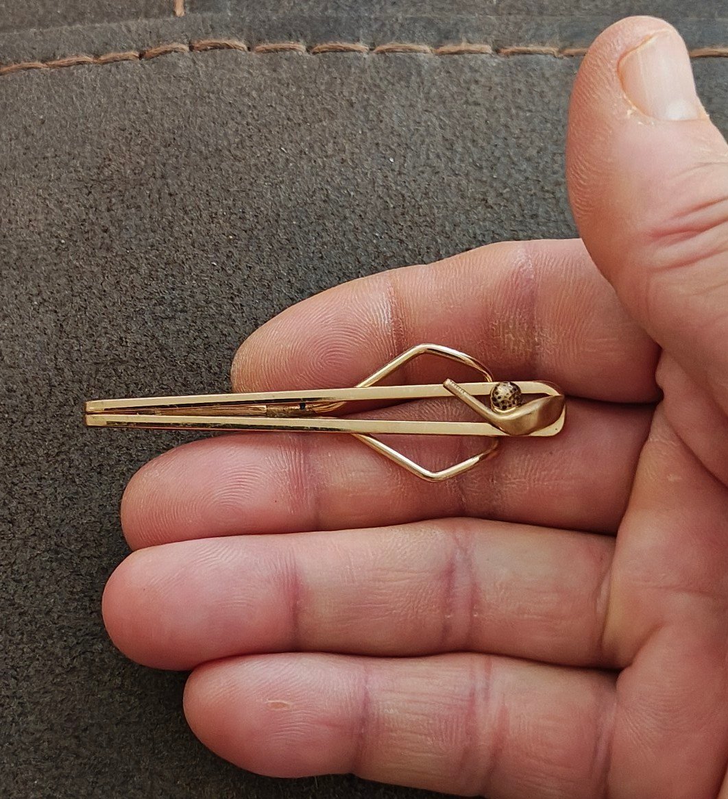 1950s Swank Golf Ball & Club Gold Tone Tie Clip
