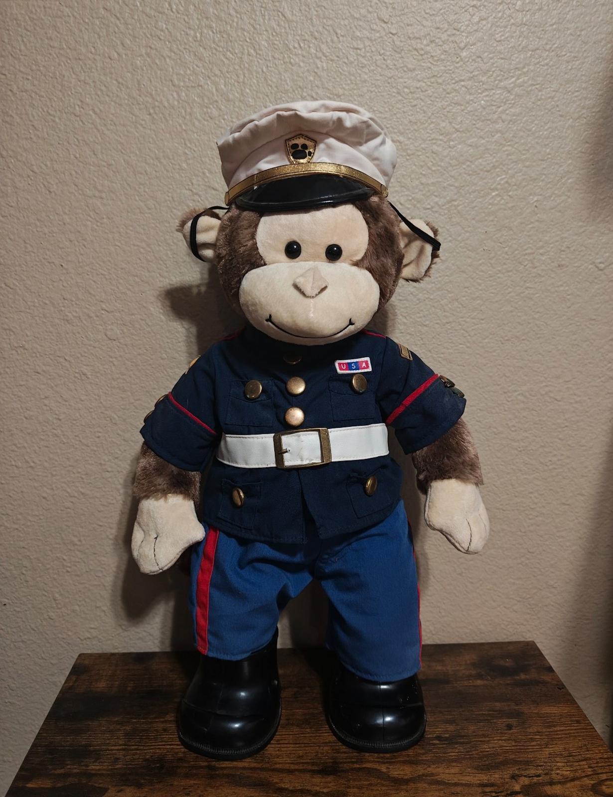 Smiley The Monkey Build-A-Bear In U.S Marine Corps Uniform 19" Plush