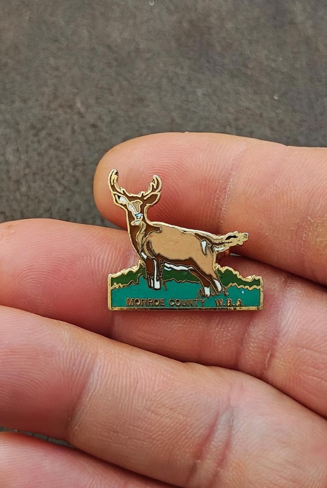 1980s Vintage Rare Monroe County W.B.A. Deer Gold Tone Enamel Pin