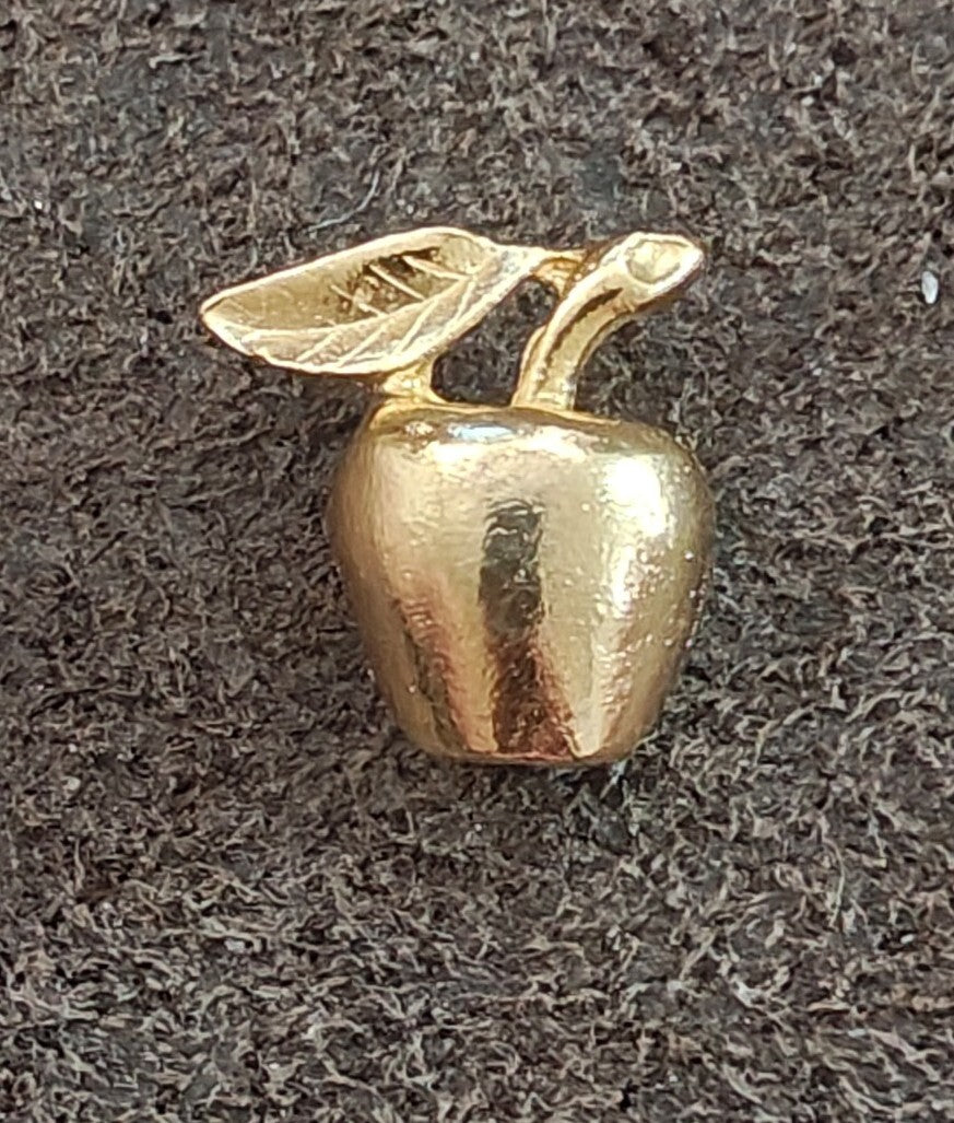 1980s Gold Tone 3D Apple Pin