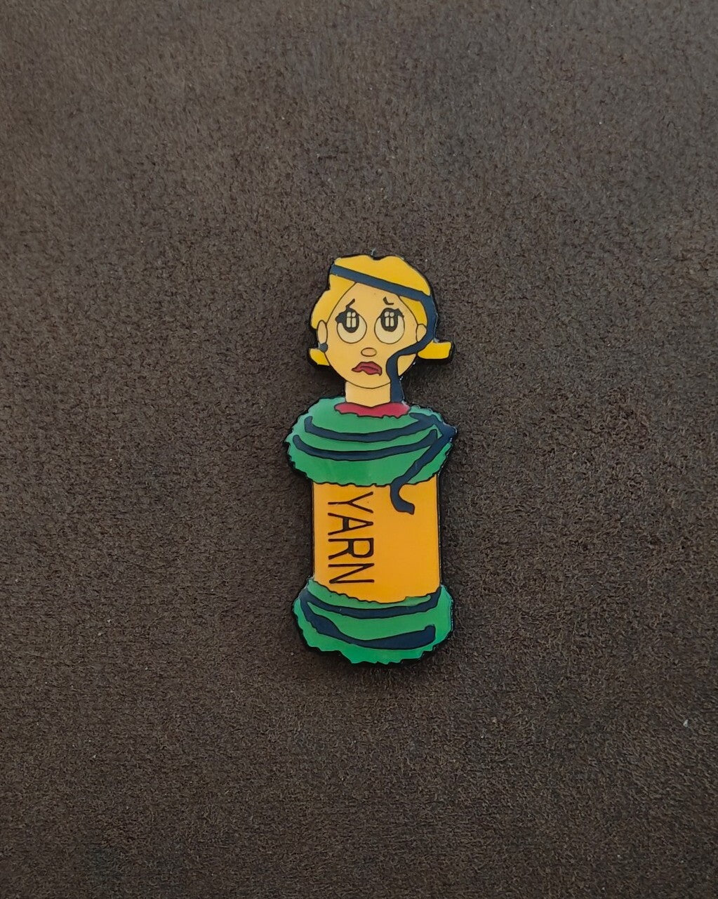 1980s/90s Cartoon Woman Stuck In Yarn Refrigerator Magnet