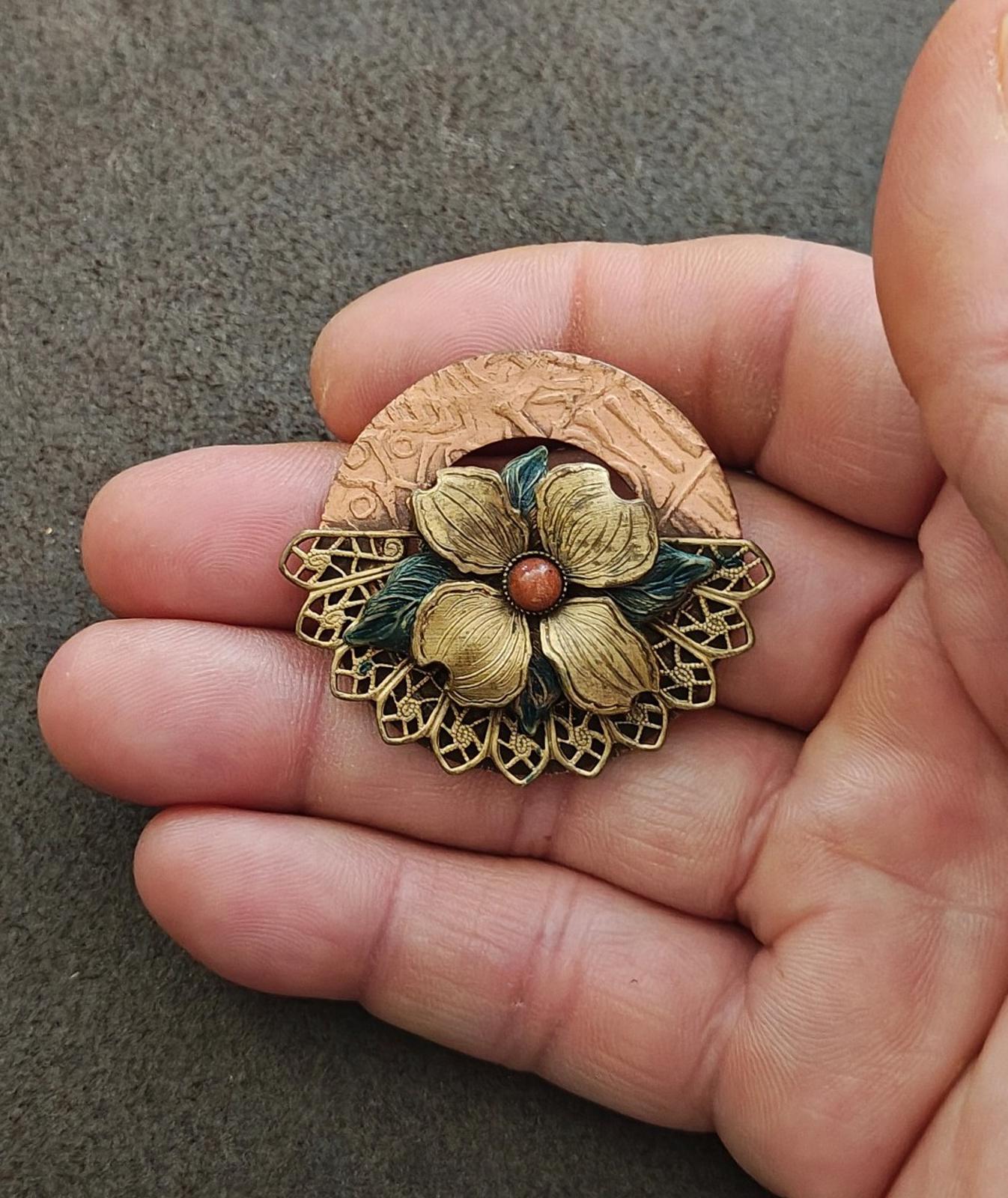 1980s Handcrafted Silver Forest Dogwood Brooch
