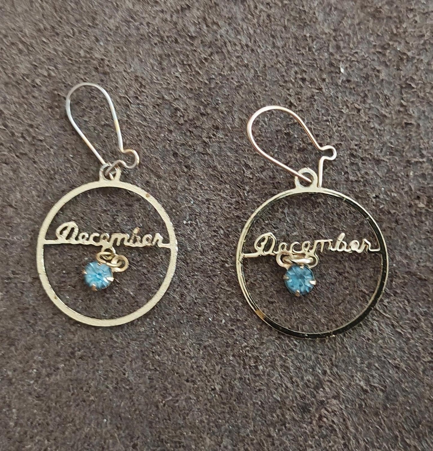 1970's Blue Topaz Stone December Ring & Dangle Earrings Set