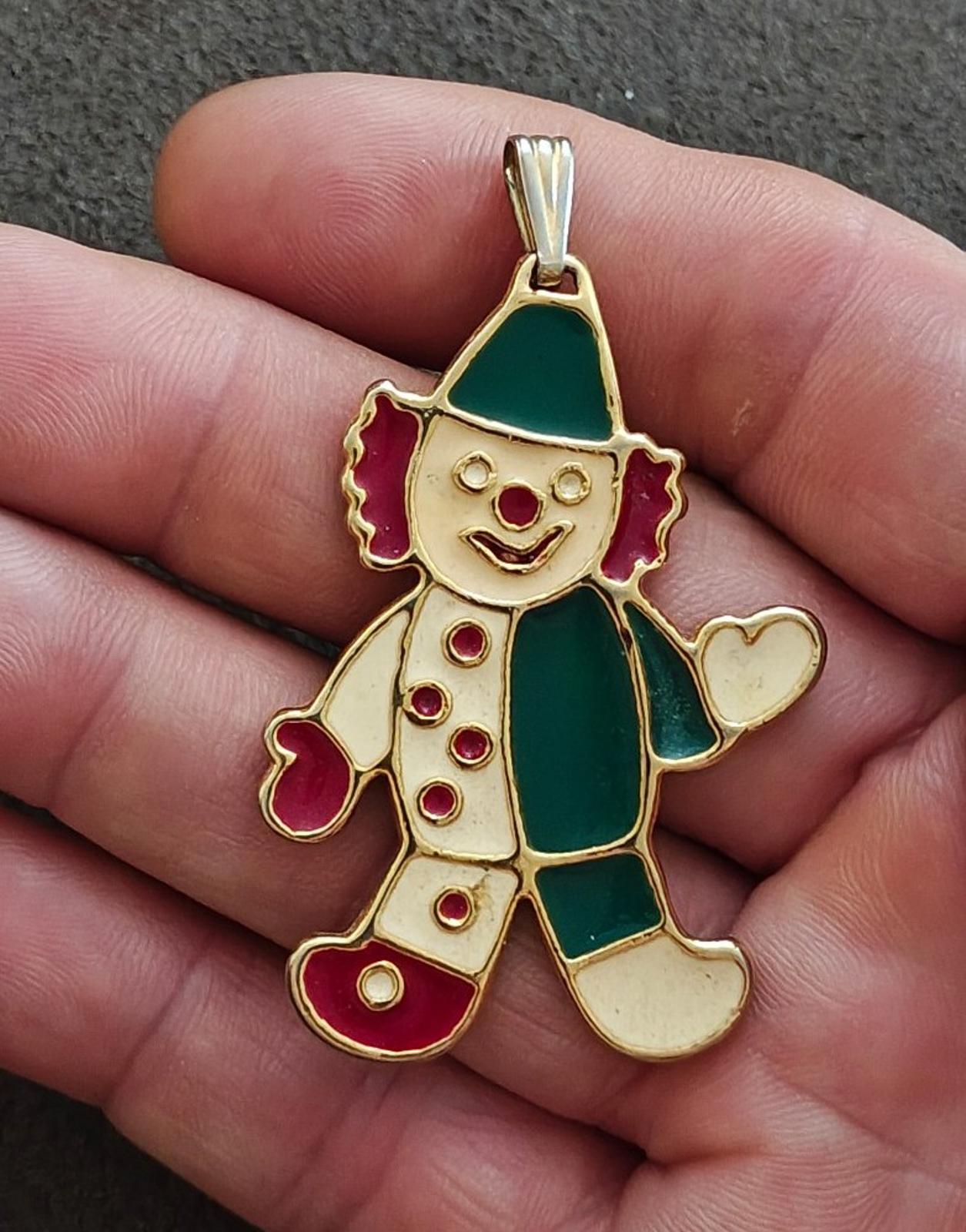 1980's Wallace Silversmiths Enamel Clown Cookie Cutter Ornament Pendant