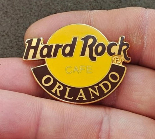 1990s Hard Rock Cafe Orlando Gold Tone Enamel Pin
