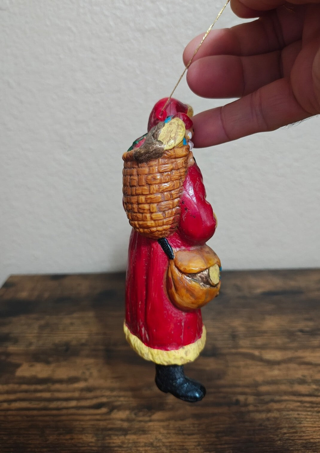 1980s Molded Plastic Santa Claus Figurine Ornament