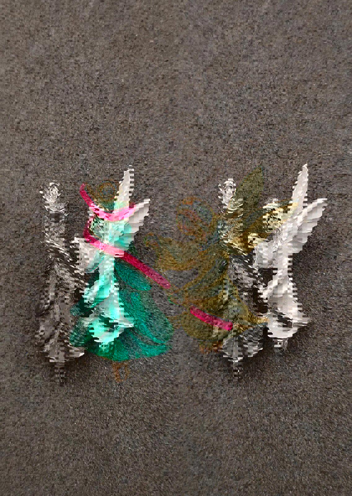 1990's Signed Gigi Giusti Angel Christmas Tree Brooch Pin