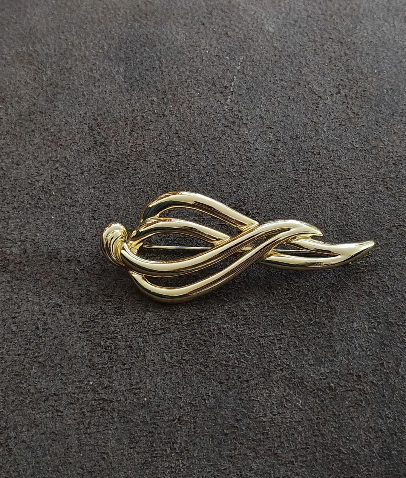 1980s Danecraft Gold Tone Abstract Modernist Brooch