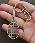Silver Tone Novelty Tennis Racket Keychain Bag Charm