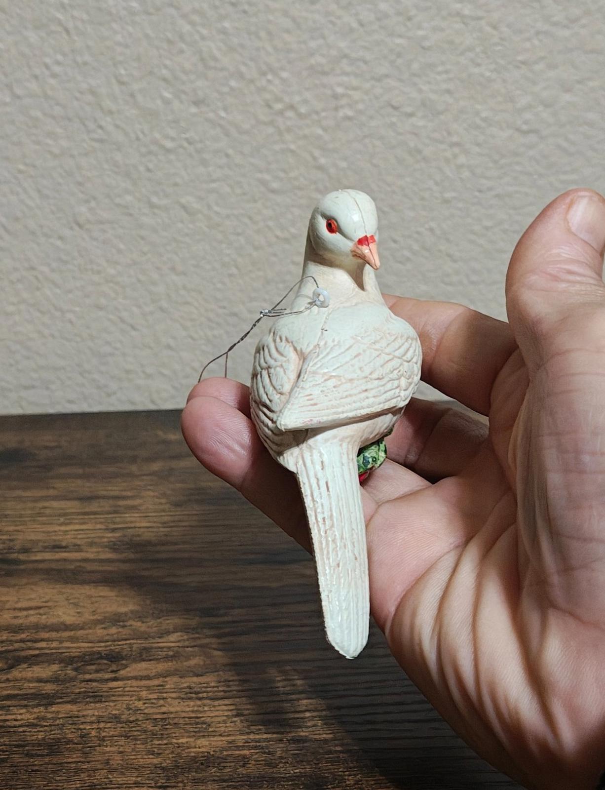 1960s Vintage White Dove Dove Plastic Christmas Ornament