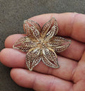 1900s 925 Sterling Silver Filigree Flower Brooch Pin - Trinketmania-LV