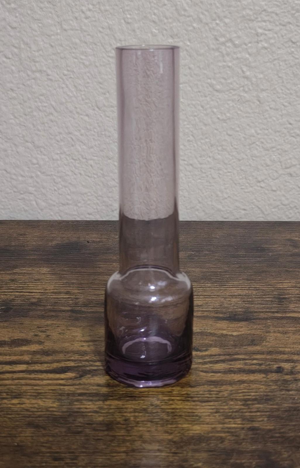 1960s/70s Set of One Purple & One Yellow Glass Bud Vases/Containers