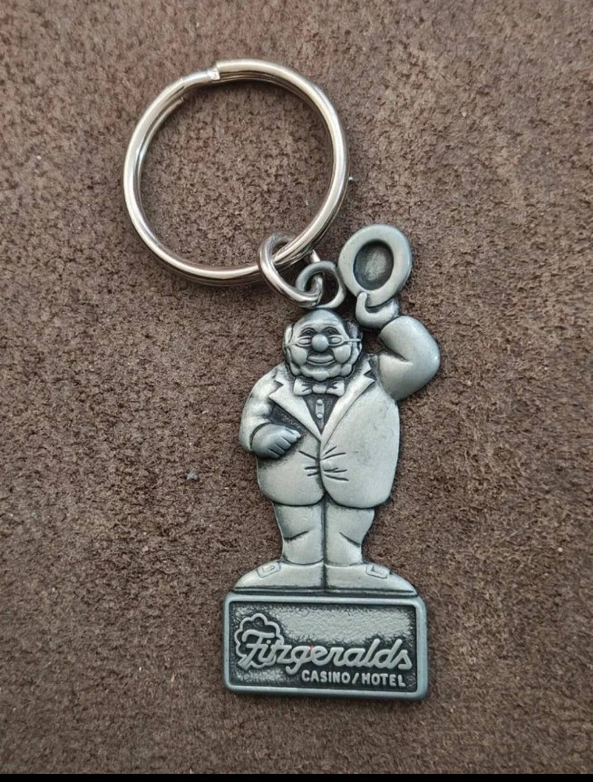 1990s Pewter Fitzgerald’s Casino Hotel Las Vegas Mr. O’Lucky Keychain