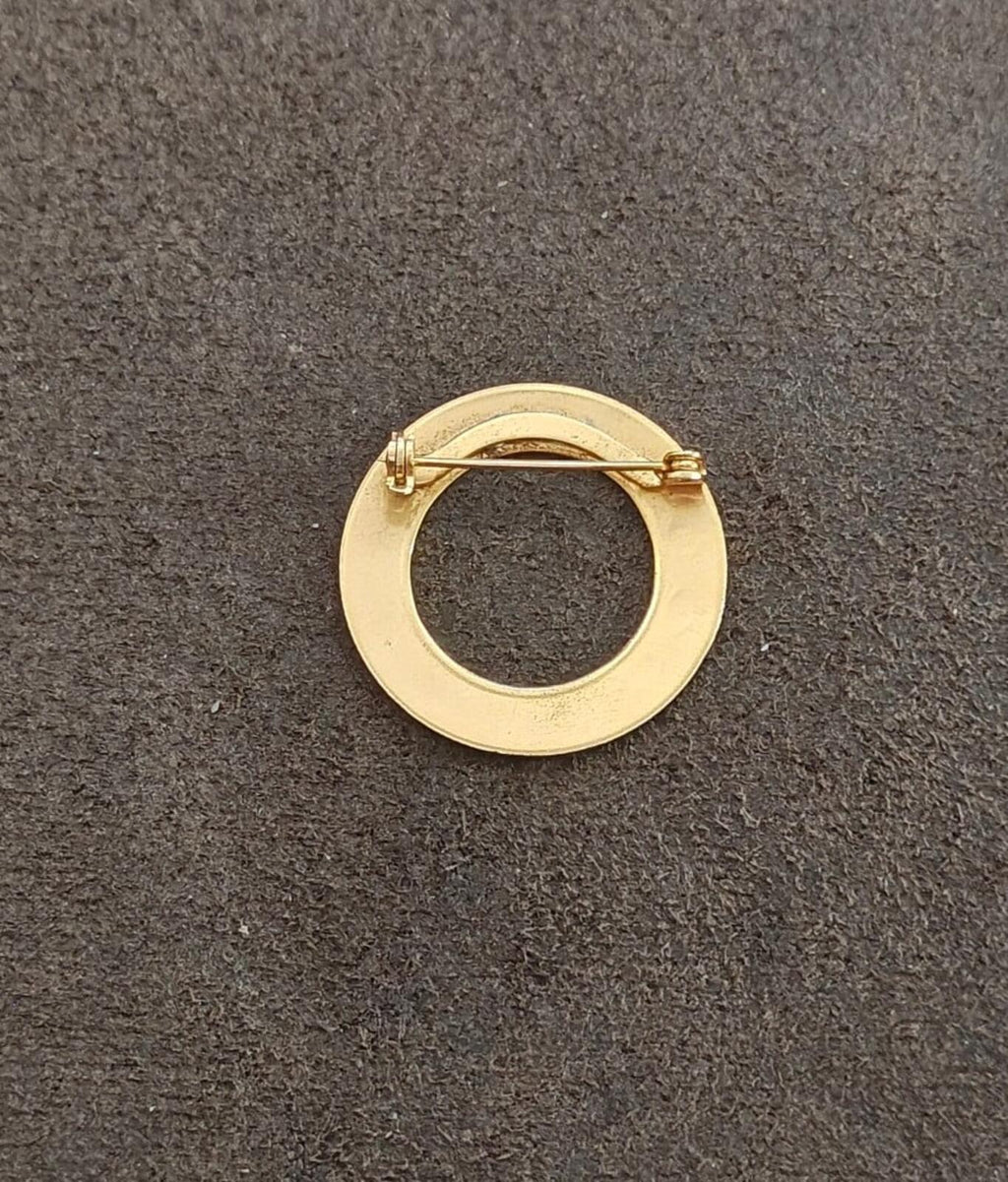 1950s Mid Century Modern Gold Tone Circle Brooch - Trinketmania-LV