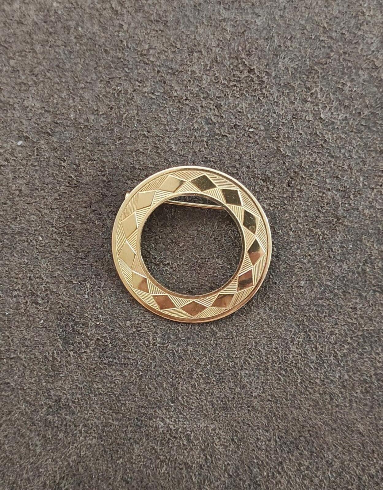 1950s Mid Century Modern Gold Tone Circle Brooch - Trinketmania-LV