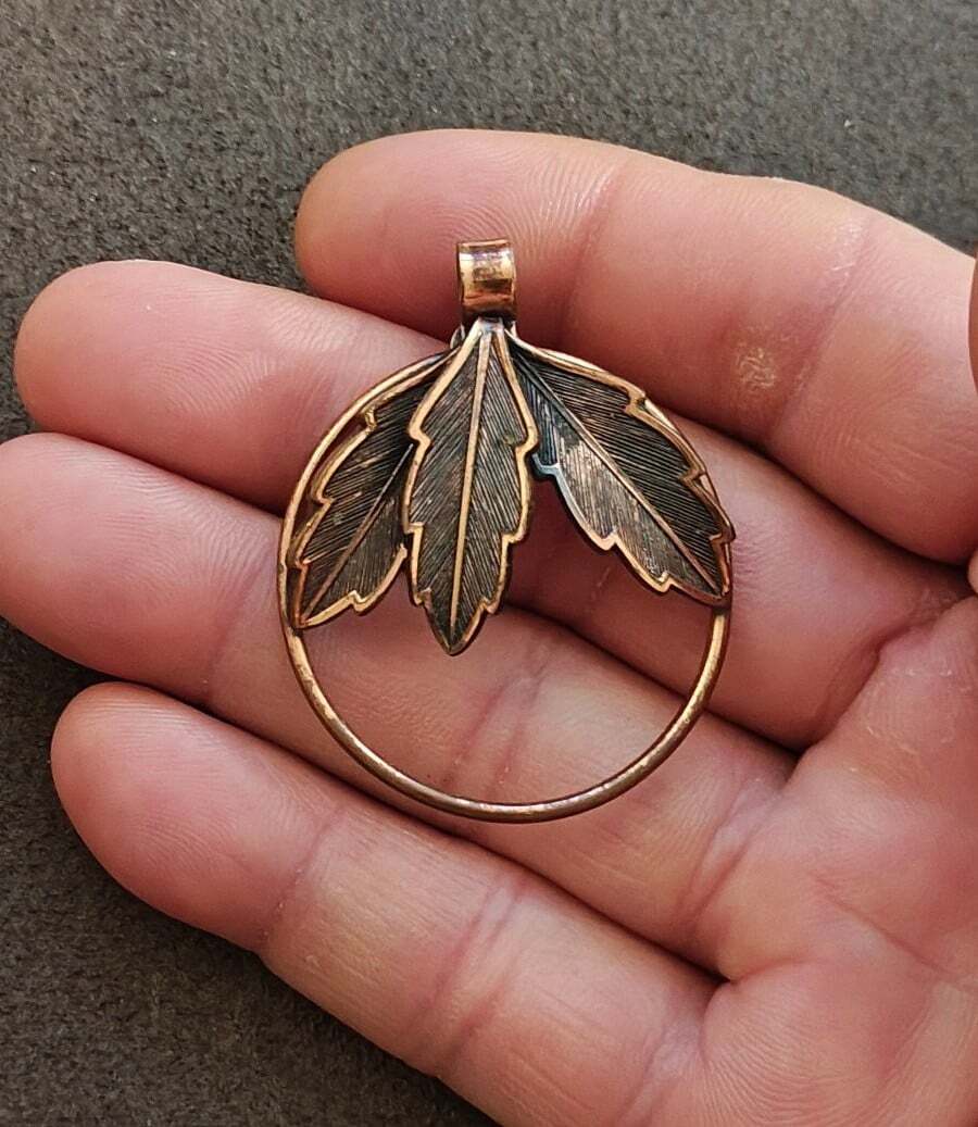 1950s/60s "Copper by Bell" Copper Leaf Pendant - Trinketmania-LV