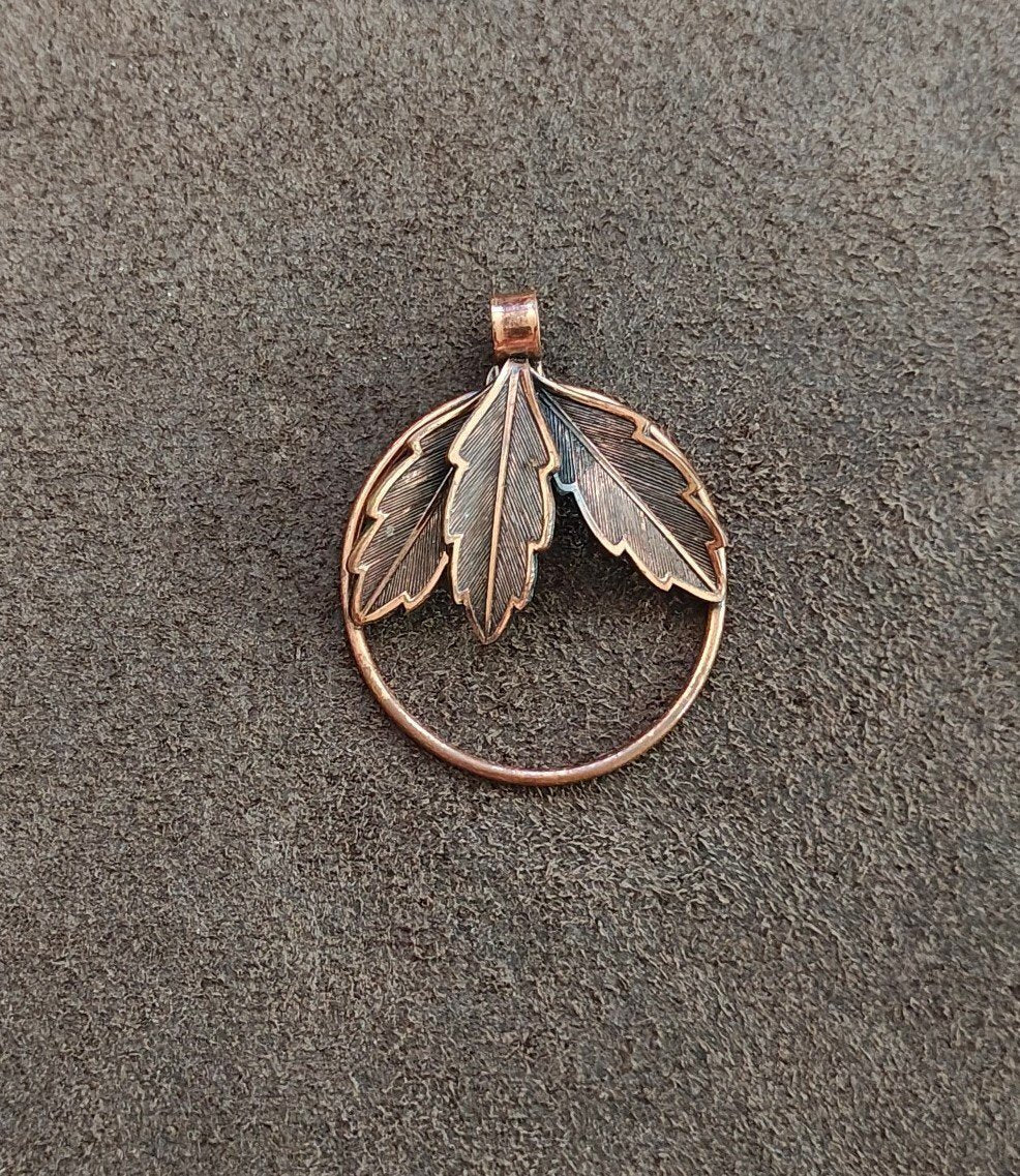 1950s/60s "Copper by Bell" Copper Leaf Pendant - Trinketmania-LV