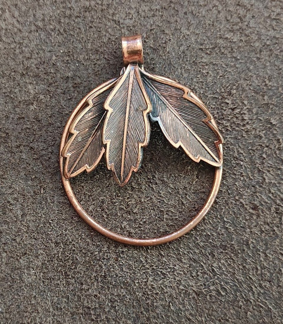 1950s/60s "Copper by Bell" Copper Leaf Pendant - Trinketmania-LV