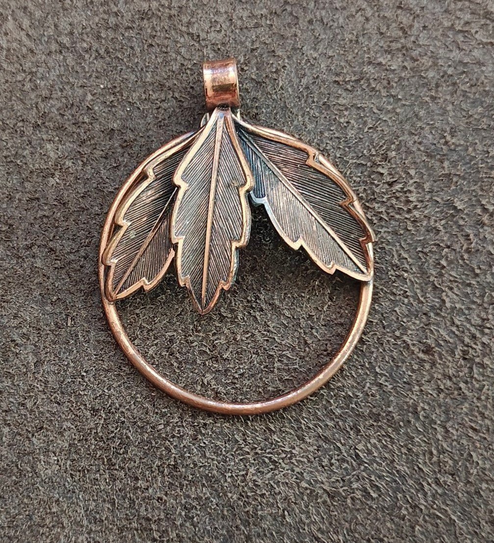 1950s/60s "Copper by Bell" Copper Leaf Pendant - Trinketmania-LV