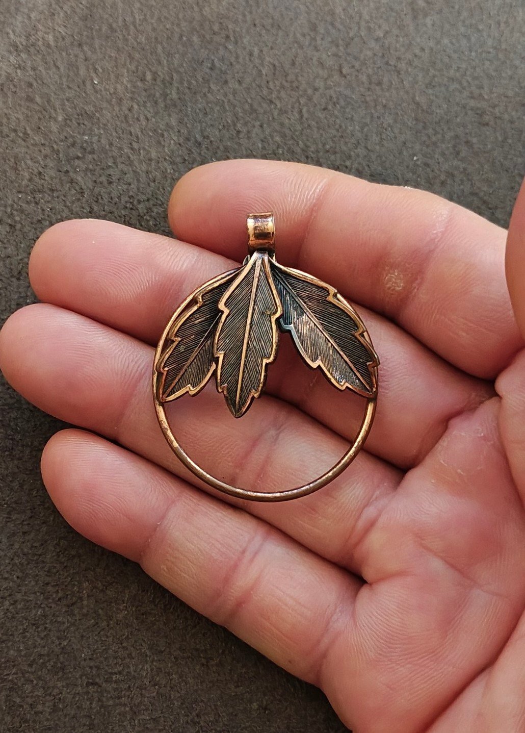 1950s/60s "Copper by Bell" Copper Leaf Pendant - Trinketmania-LV