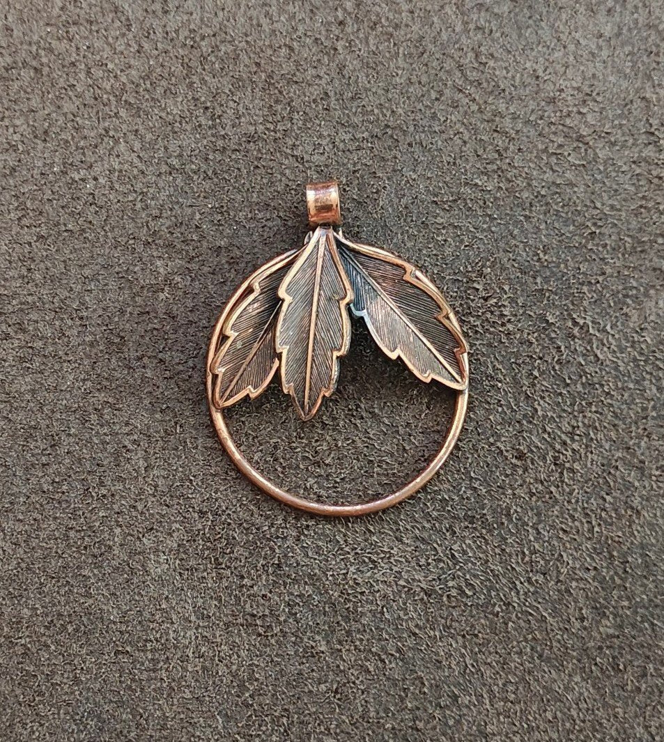 1950s/60s "Copper by Bell" Copper Leaf Pendant - Trinketmania-LV