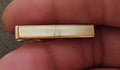 1950s/60s Gold Tone With Mother Of Pearl Modernist Rectangular Tie Bar/Tie Clip - Trinketmania-LV
