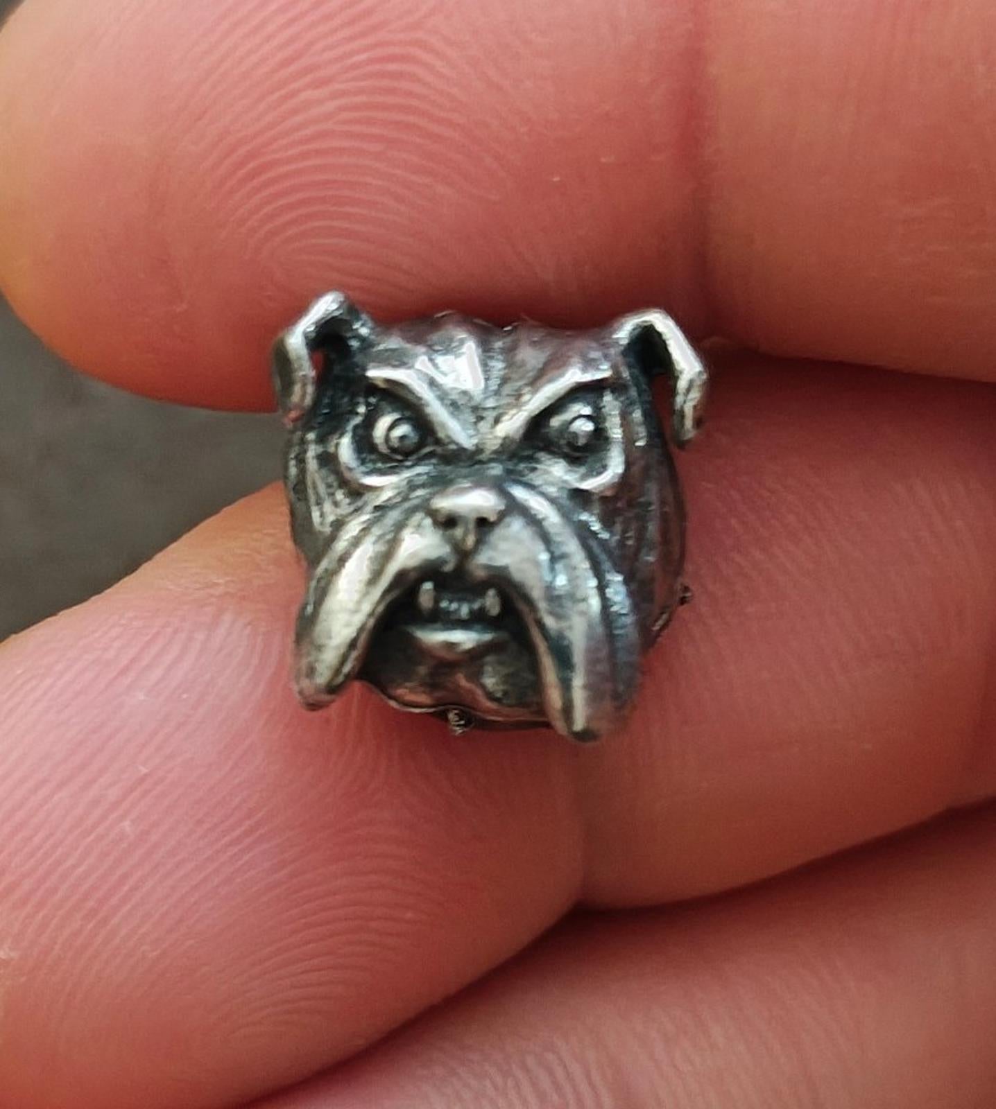 1980's Bulldog Dog Head Pewter Pin