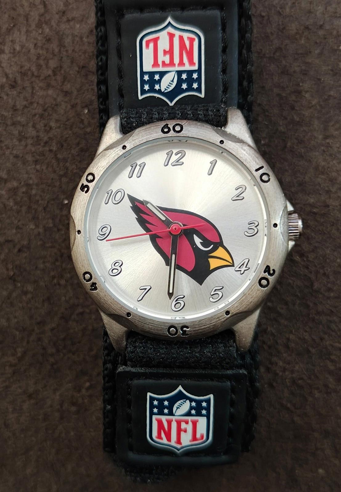 Arizona Cardinals Kids NFL Rookie Watch Black Nylon Strap Silver Dial